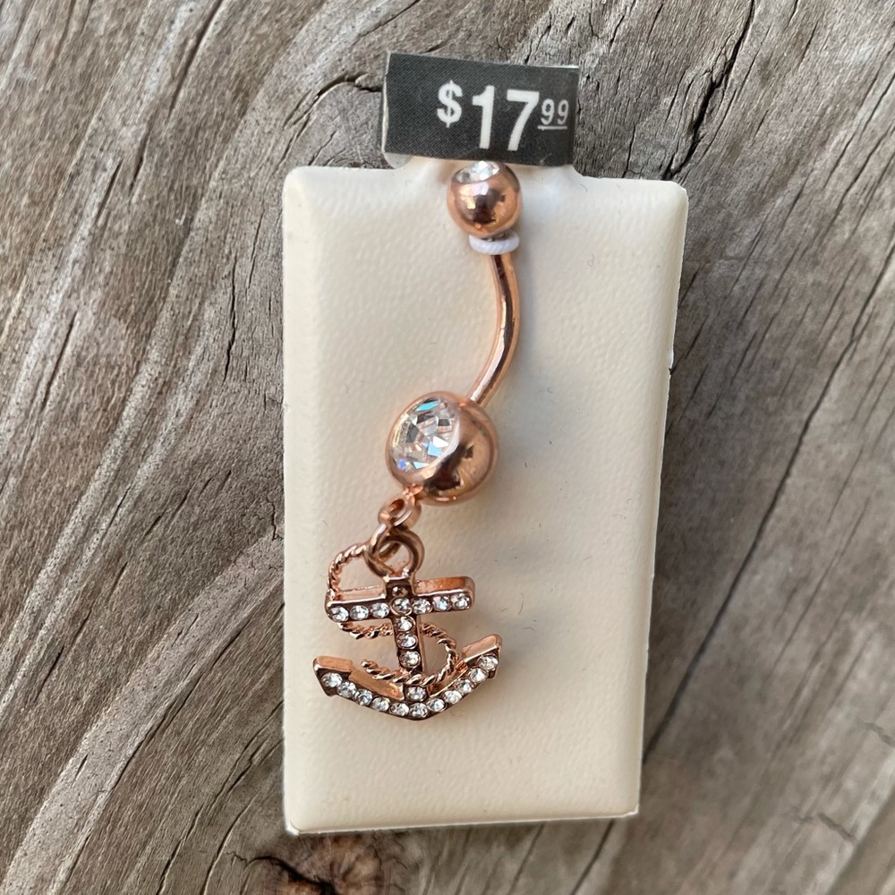 New ⭐️ Rose Gold Dangling Anchor Belly Button Ring